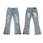 Gallery Dept Multi‑Ripped Bleach‑Wash Flare Jeans