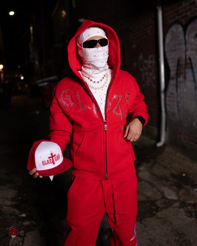 GLAZA GOD Sweatshirt Sets - RED Main Image