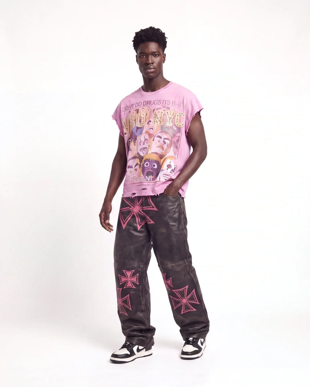 Vale Forever Croxxx Leather Pants — Bubblegum (Black / Pink)