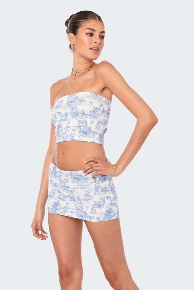 Delft Print Strapless Top Main Image