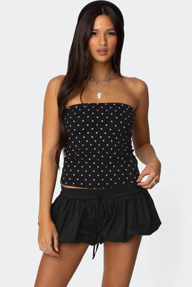 Polka Dot Built In Bra Tube Top Hover Image