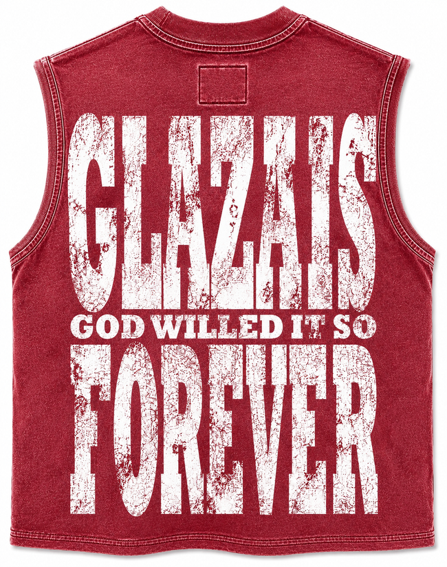 GLAZA GOD HERO – Heavyweight Acid Wash Sleeveless Tee Main Image