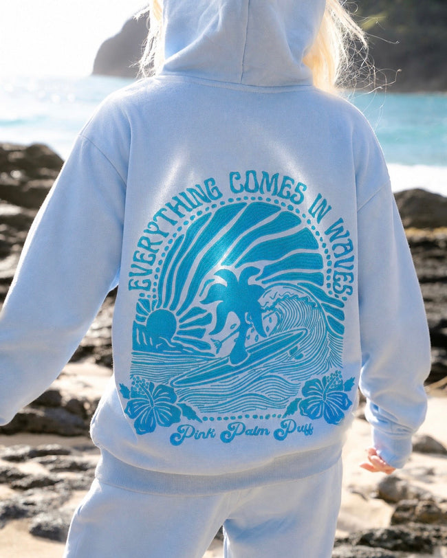 "Everything Comes in Waves” Hoodie in Blue Hover Image