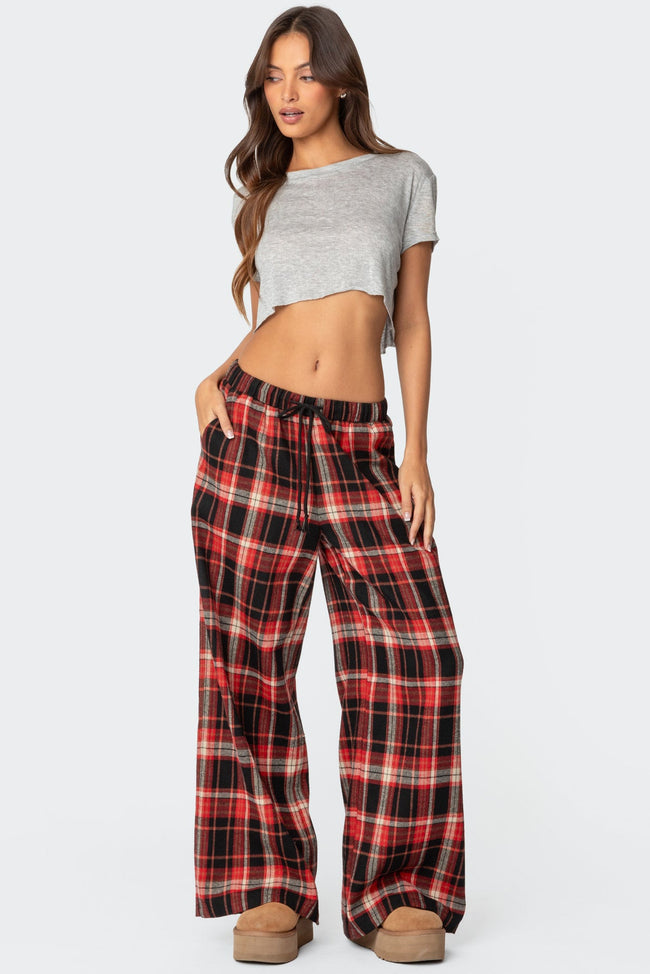 Lounge Around Plaid Wide Leg Pants Hover Image