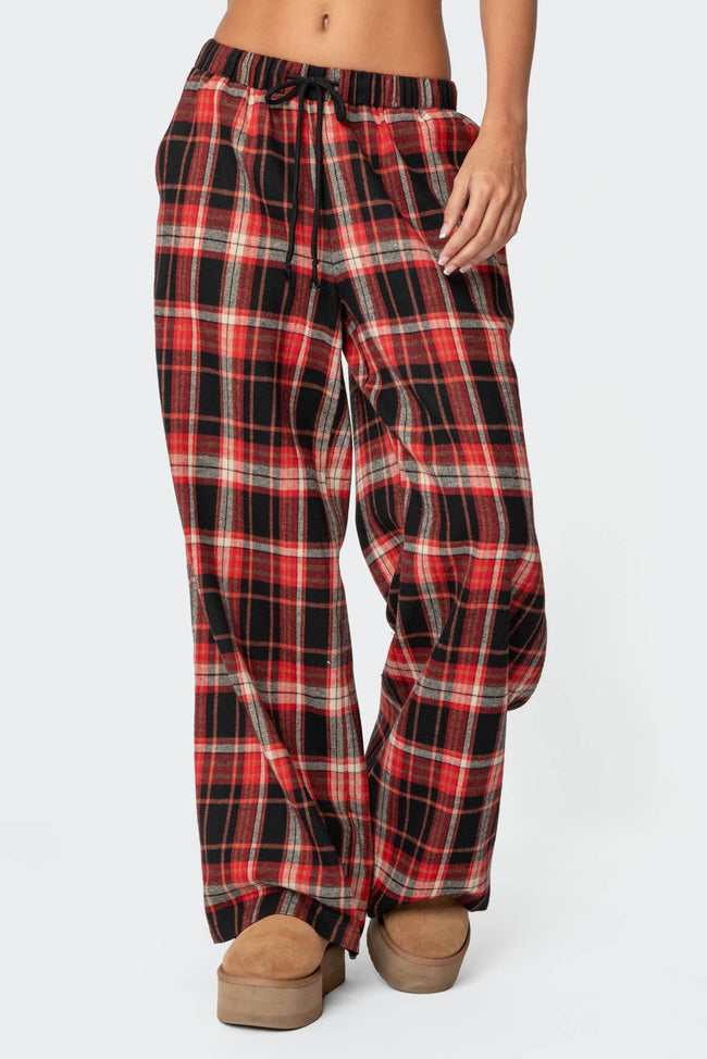 Lounge Around Plaid Wide Leg Pants Main Image