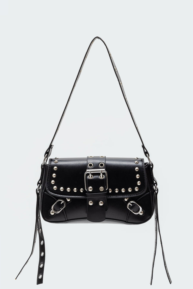 Stud & Buckle Faux Leather Bag Main Image