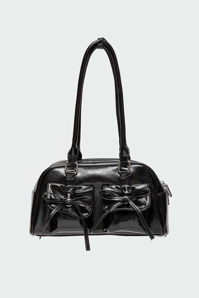 Bow Pocket Faux Leather Shoulder Bag Main Image