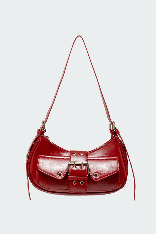 Washed Faux Leather Buckle Bag Main Image