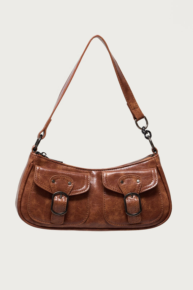 Distressed Faux Leather Buckle Bag Main Image