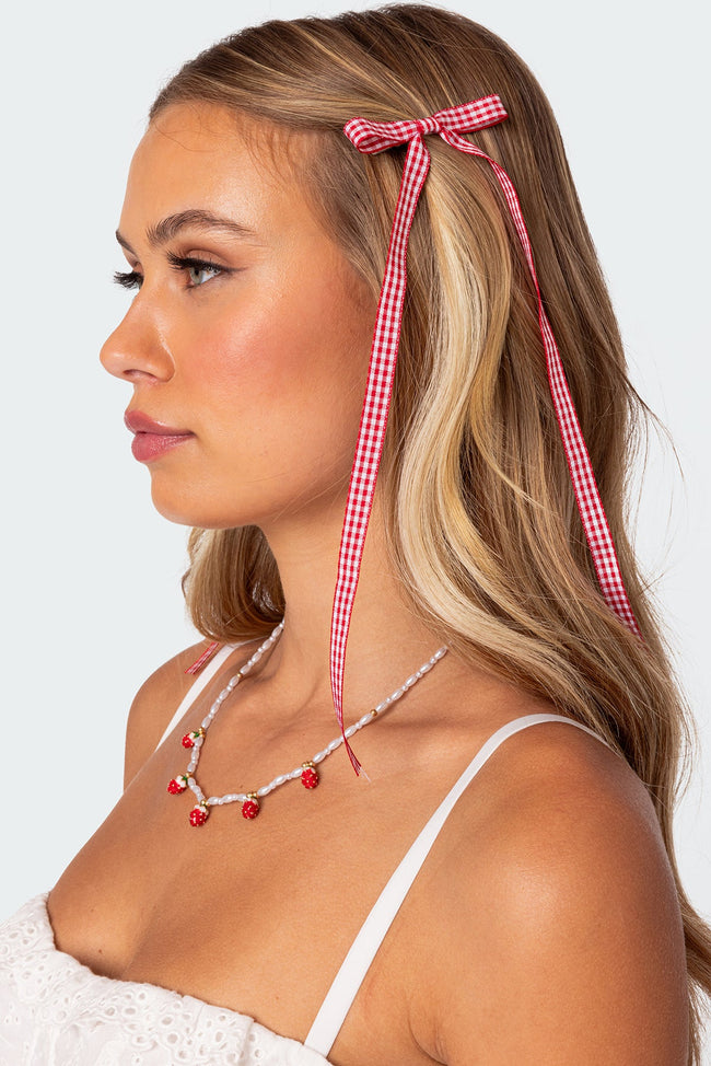 Gingham Bow Hair Clip Set Main Image