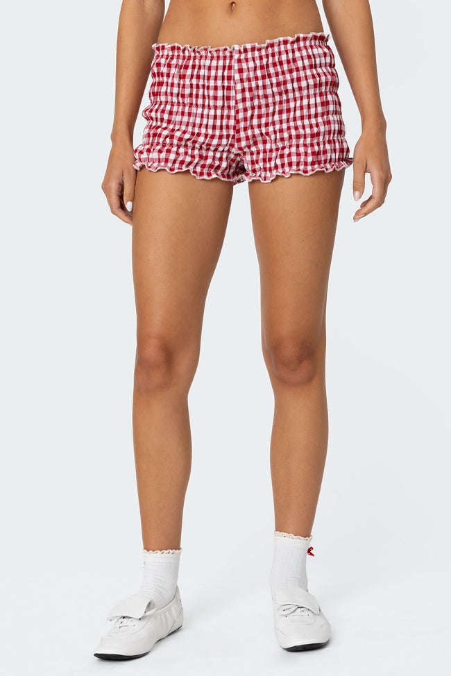 Gingham Scrunch Shorts Main Image