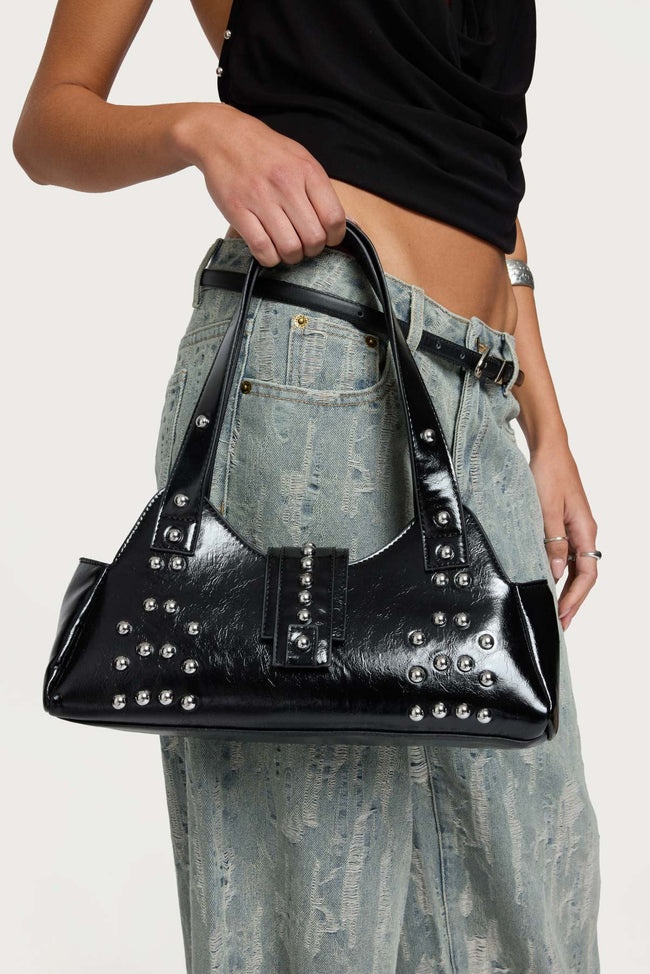 Studded Faux Leather Bag Hover Image