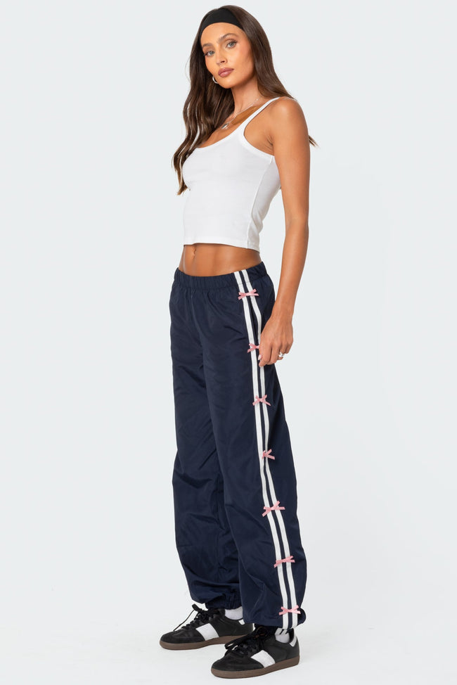 Bow Stripe Nylon Track Pants Hover Image