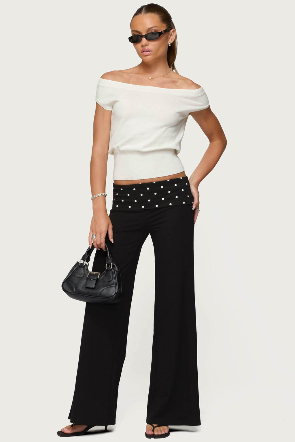 Reeva Polka Dot Foldover Pants