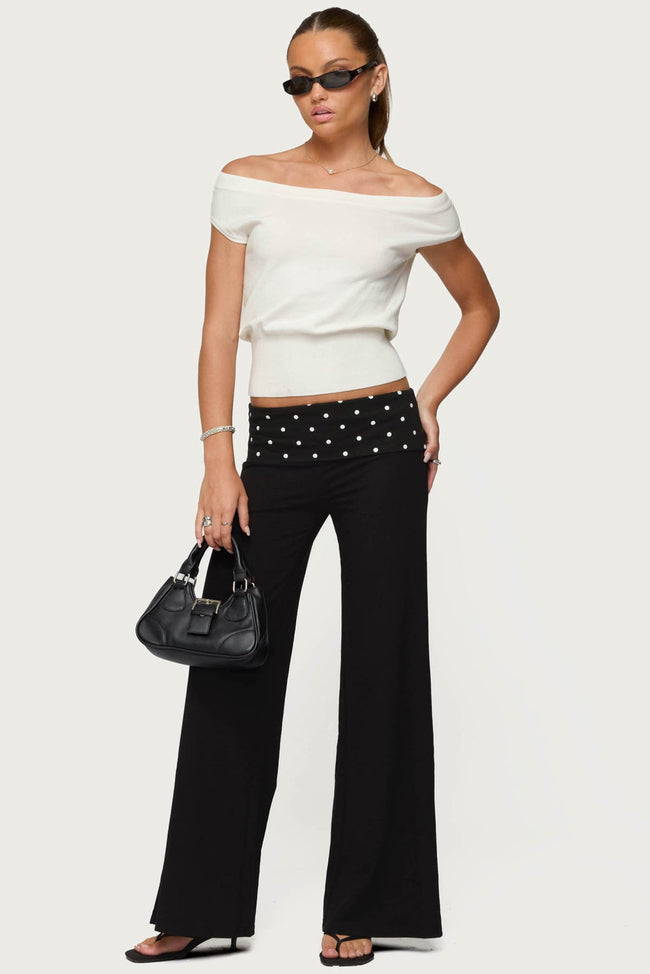Reeva Polka Dot Foldover Pants Main Image