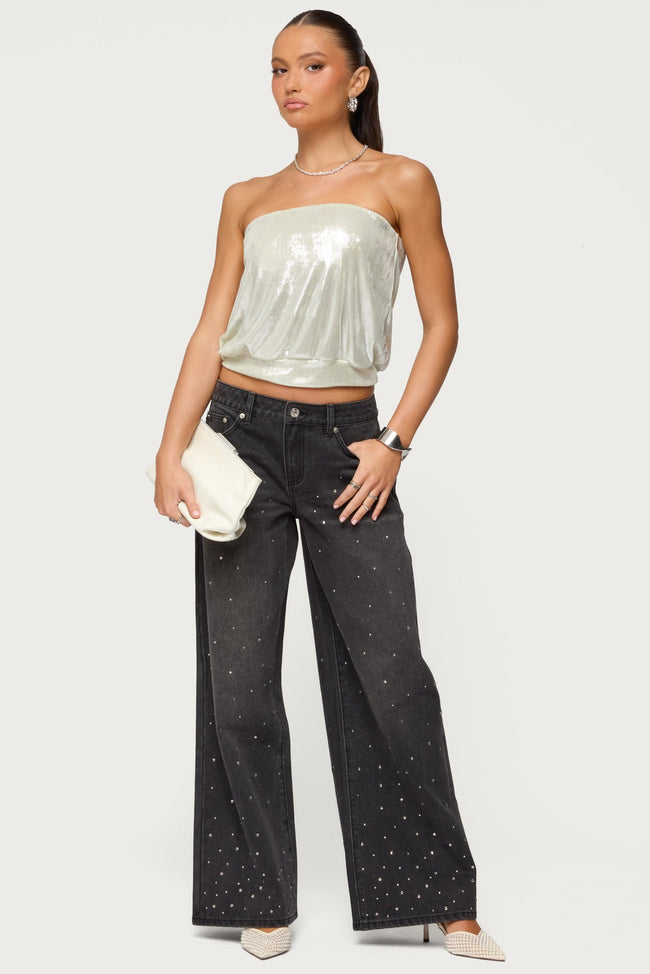 Leira Silky Sparkly Strapless Top Main Image