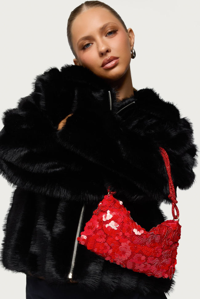 Glam Sequin & Bead Flower Bag Hover Image