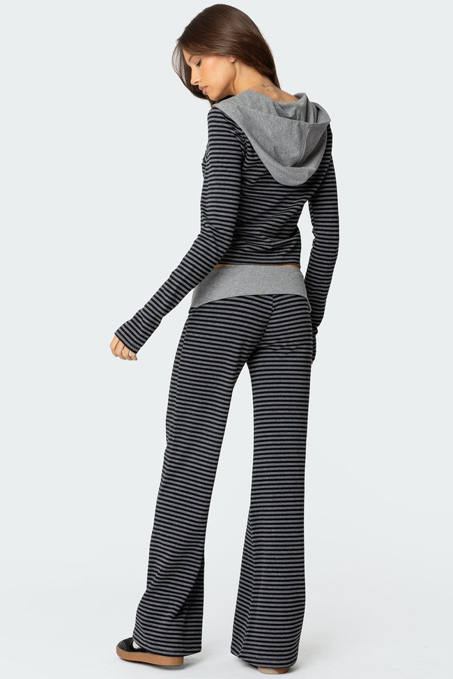 Meggy Striped Zip Up Hoodie Main Image