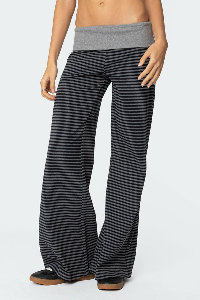 Meggy Striped Foldover Pants Main Image
