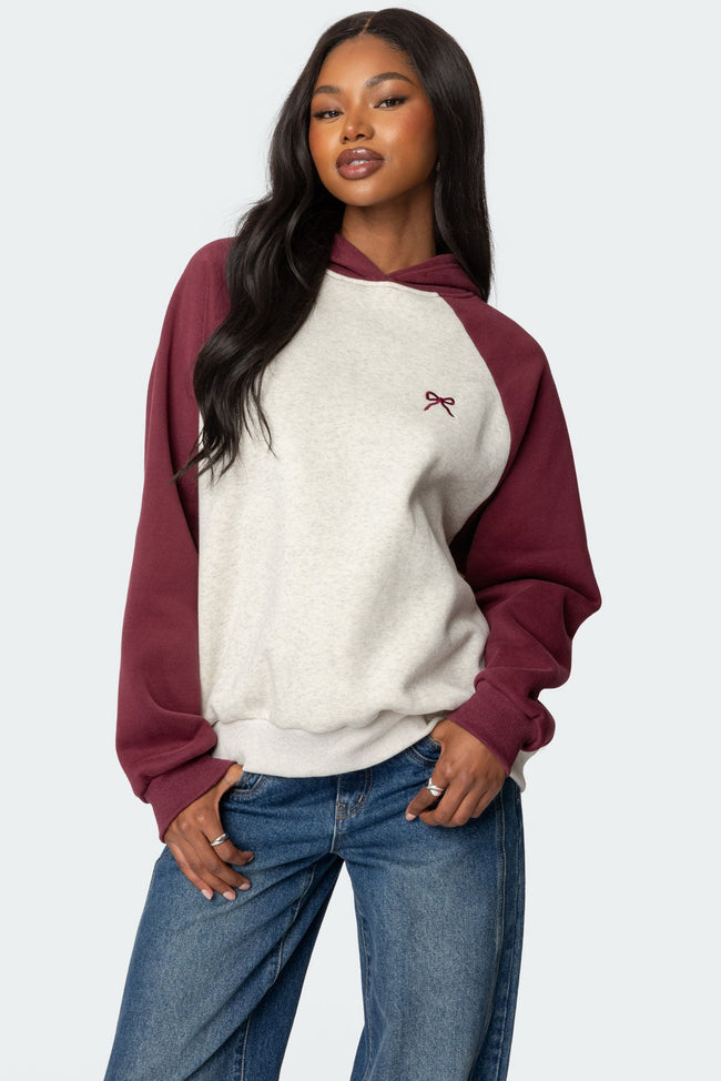 Raglan Bow Oversized Hoodie Hover Image
