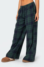 Lounge Around Plaid Wide Leg Pants