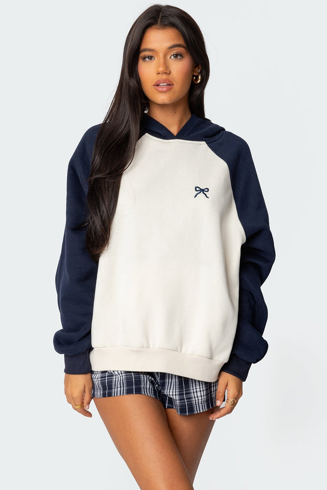 Raglan Bow Oversized Hoodie Hover Image