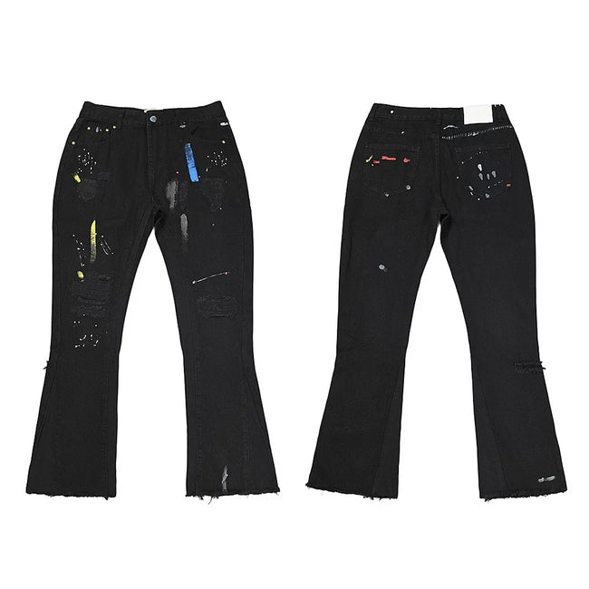 Gallery Dept Black Flare Paint‑Splatter Jeans Hover Image