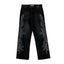 Vale Forever Rhinestone Floral Pattern Oversized Black Denim Jeans