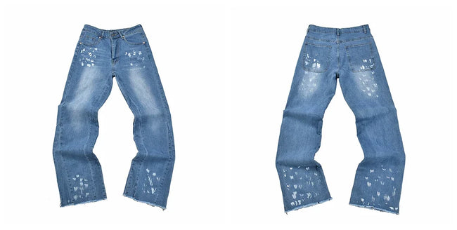 Gallery Dept Blue Splash Paint Distressed Jeans Hover Image