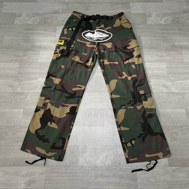 Corteiz American high street fashion brand men's outdoor sports and leisure loose multi pocket camouflage workwear pants FOG (5) Hover Image