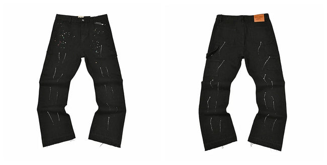 Gallery Dept Black Splatter Paint Graffiti Jeans Hover Image