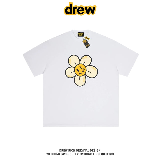 Drew House Daisy Smiley Graphic Oversized Cotton T-Shirt, White Hover Image