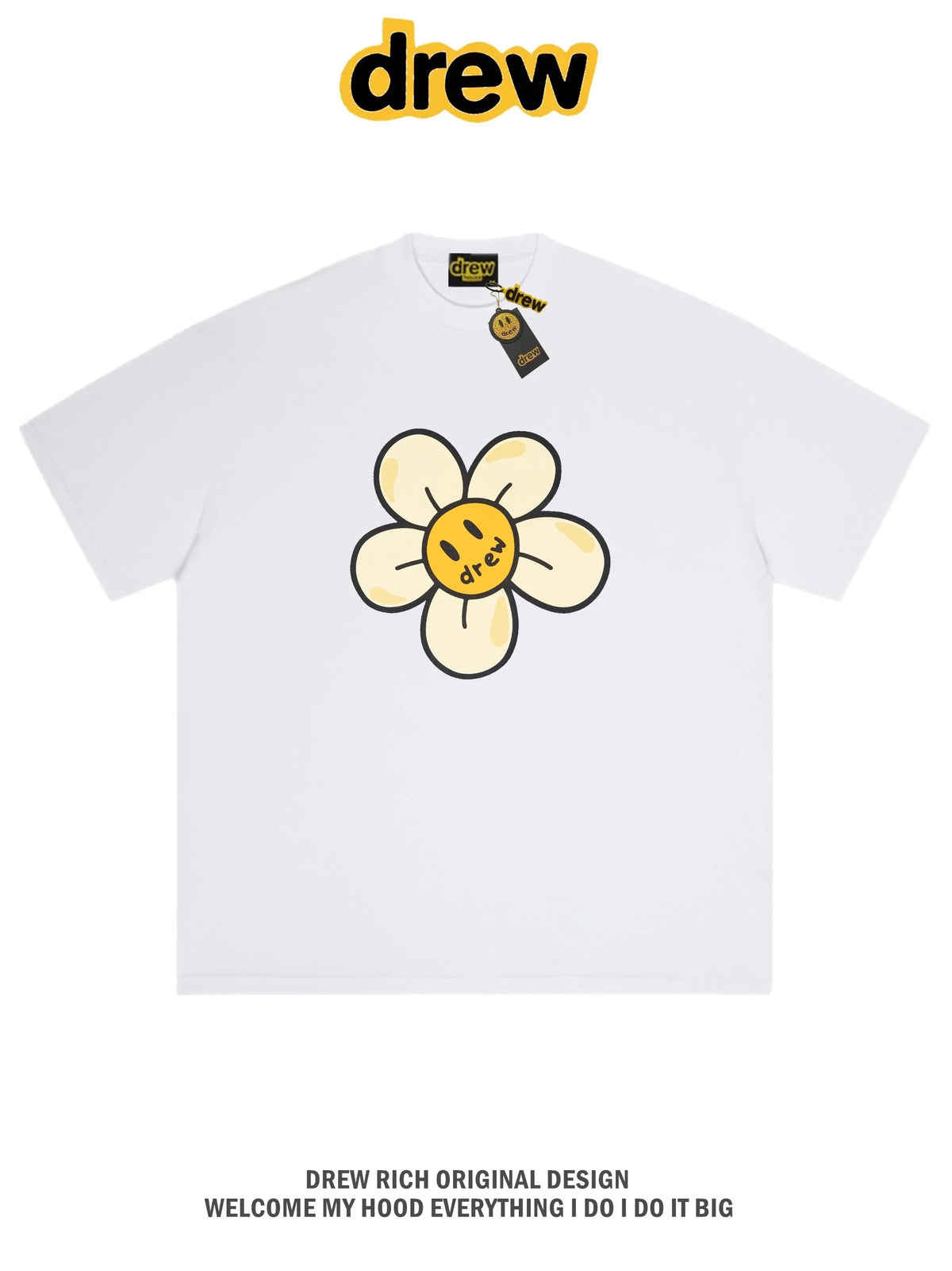 Drew House Daisy Smiley Graphic Oversized Cotton T-Shirt, Off White