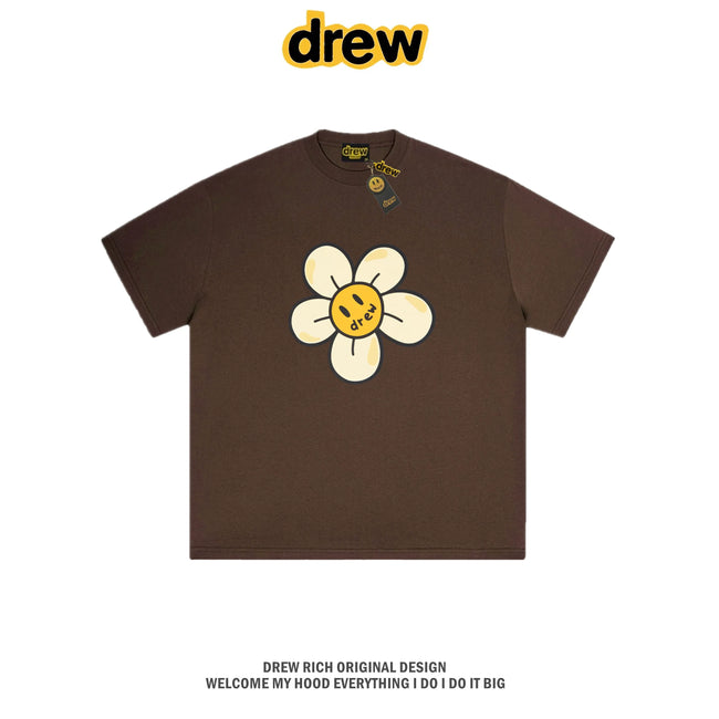 Drew House Daisy Smiley Graphic Oversized Cotton T-Shirt, Brown Hover Image