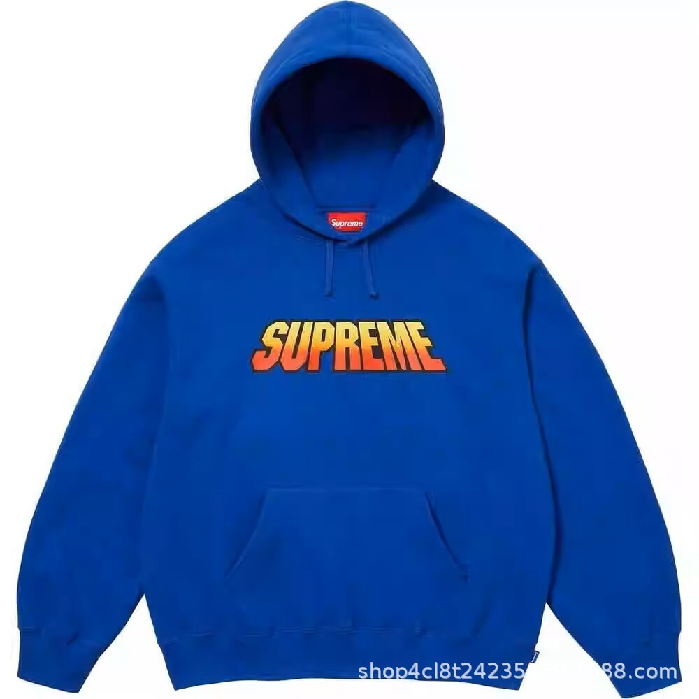 Supreme潮牌连帽卫衣男秋冬加绒宽松街头嘻哈外套纯色长袖套头衫 (31)