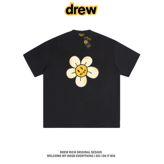 Drew House Daisy Smiley Graphic Oversized Cotton T-Shirt, Black Hover Image