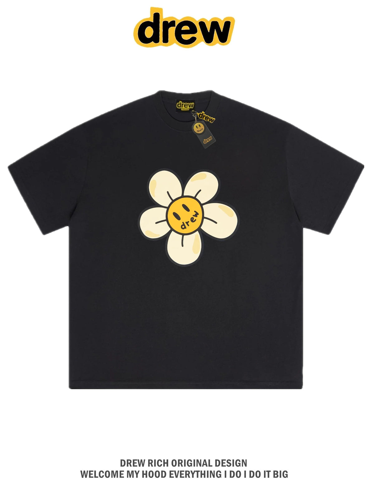 Drew House Daisy Smiley Graphic Oversized Cotton T-Shirt, Off White