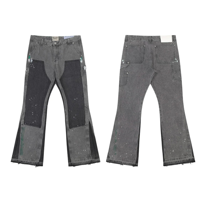 Gallery Dept Grey‑Black Patch‑Splice Flare Jeans Hover Image