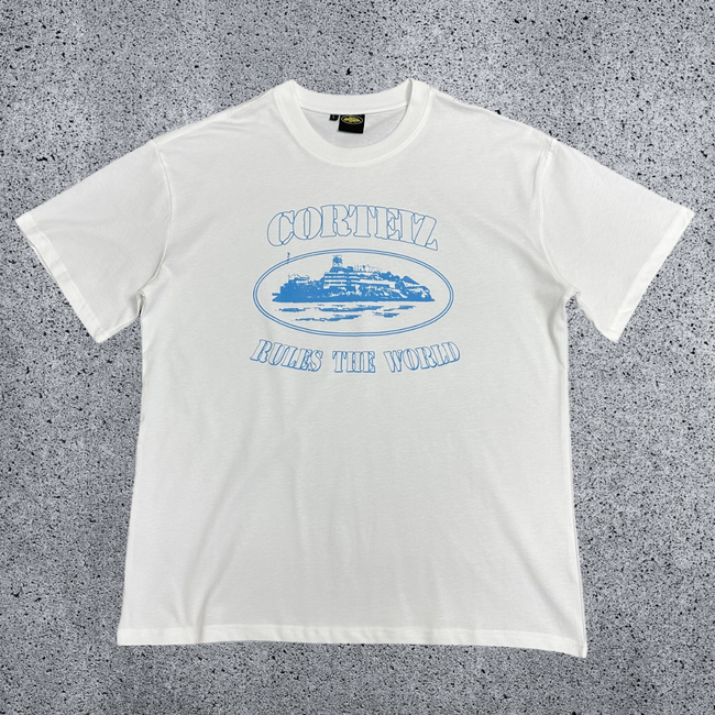 CORTEIZ Devil's Island Short sleeved Cotton Round Neck Printed American Street Loose T-shirt 2024 Spring New INS Trendy Brand (4) Hover Image