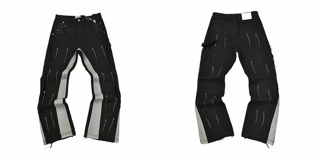 Gallery Dept Side‑Stripe Spliced Black Jeans Hover Image