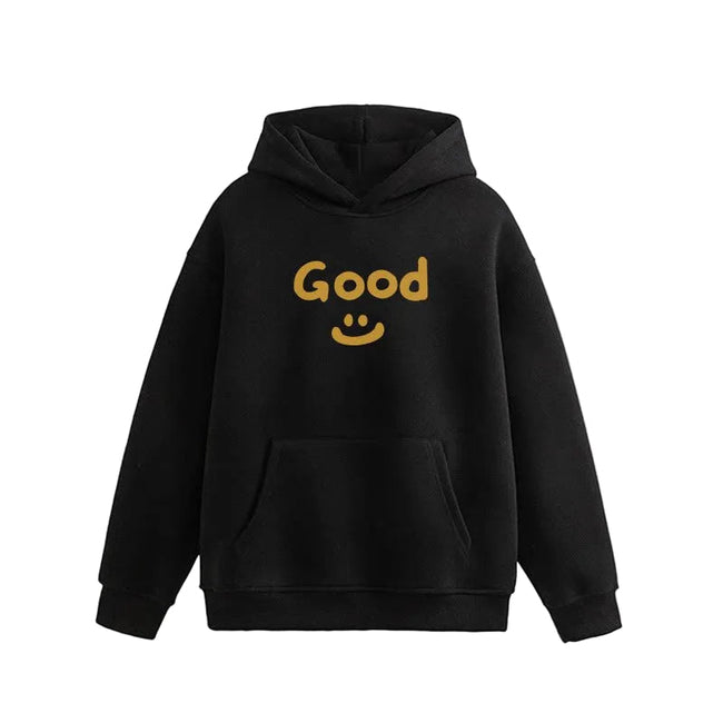 Drew Black Smiley & GOOD Graphic Fleece Hoodie Hover Image