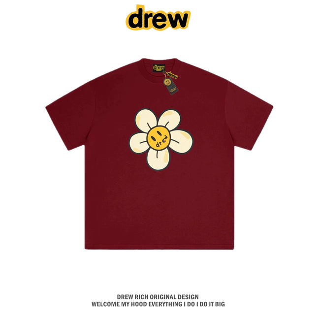 Drew House Daisy Smiley Graphic Oversized Cotton T-Shirt, Burgundy Hover Image