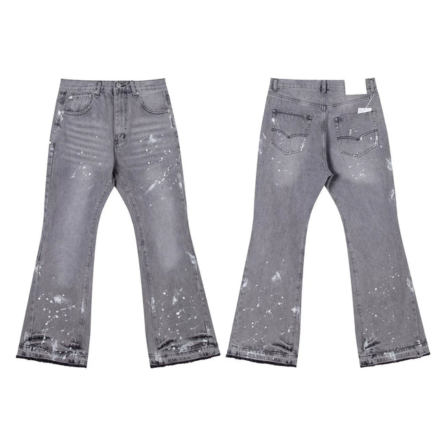 Gallery Dept Grey‑Wash Paint‑Splatter Flare Jeans Hover Image