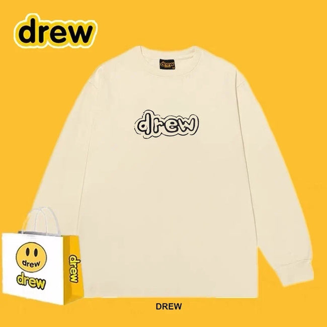 Drew Apricot Outline Logo Relaxed-Fit Long-Sleeve Top Hover Image