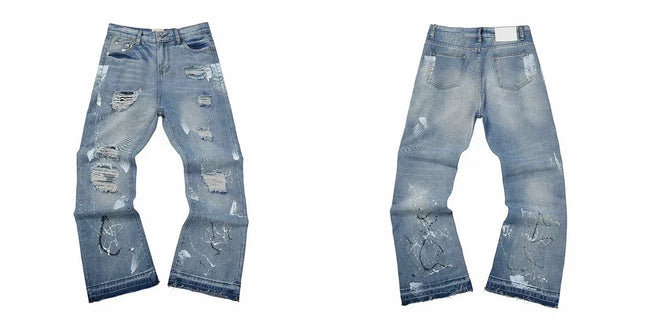 Gallery Dept Heavy Ripped Light‑Wash Jeans Hover Image