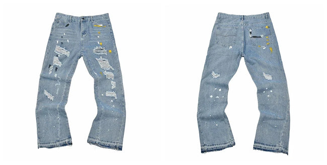Gallery Dept Multi‑Mark Distressed Paint Jeans Hover Image
