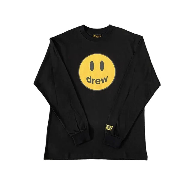 Drew Black Smiley Graphic Relaxed-Fit Long-Sleeve T-Shirt Hover Image