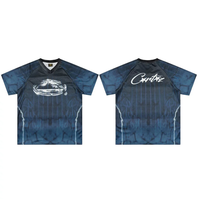 Corteiz Gradient Athletic Jersey T-Shirt - Dark Navy/Black Hover Image