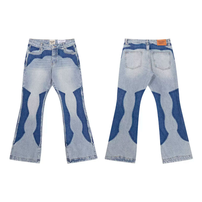 Gallery Dept Wavy Two‑Tone Splice Flare Jeans Hover Image