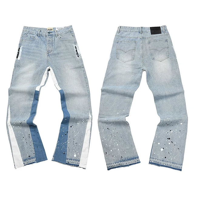 Gallery Dept Two‑Tone Side‑Splice Washed Jeans Hover Image